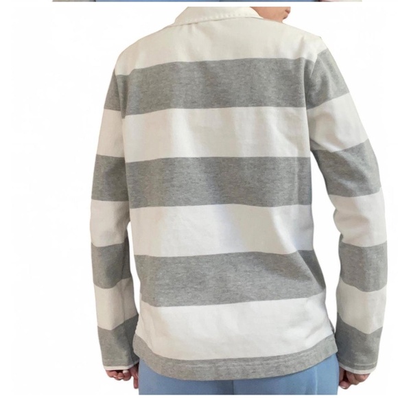 JCREW WOMENS RUGBY SHIRT - GRAY/WHITE - Picture 2 of 2